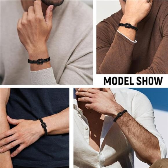 Mens Braided Rope Bracelet Love Knot Infinity Bracelet Adjustable Gift for Him - Picture 3 of 7